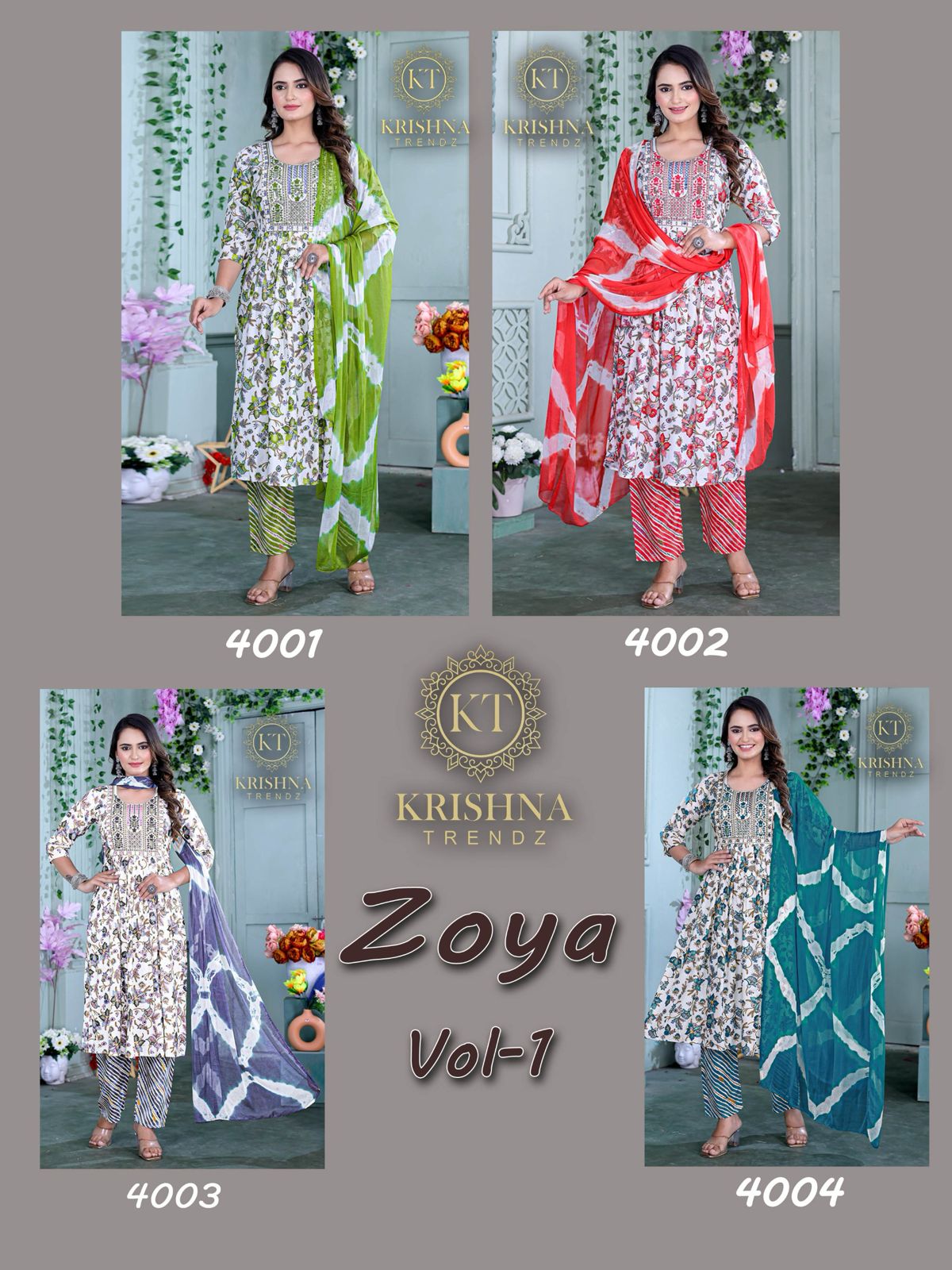 Zoya Vol 1 By Krishna Naira Cut Rayon Printed Kurti With Bottom Dupatta Wholesalers In Delhi